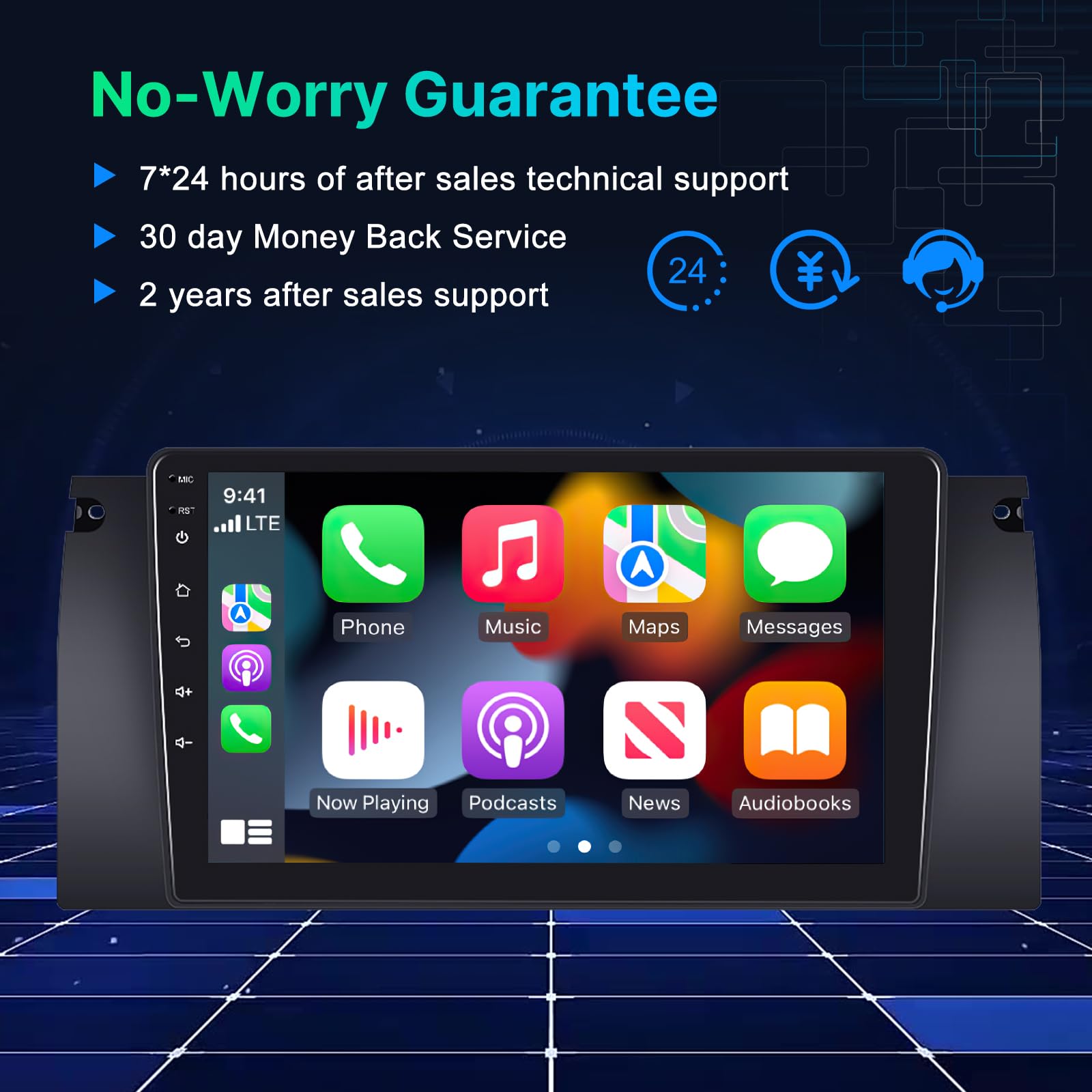 [2+64G] Android 13 Car Stereo para BMW X5 E53 E39 M5 E38 1999-2006 con Carplay Inalámbricas y Android Auto - 9 Pulgadas de Pantalla Táctil Radio con WiFi GPS DSP SWC + Cámara de Marcha Atrás