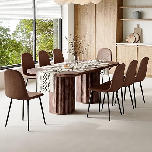 Miniatura 19 de Juego de mesa de comedor de 79 pulgadas para 10, juego de mesa de comedor grande para 10 personas con sillas acolchadas, juego de mesa de cocina