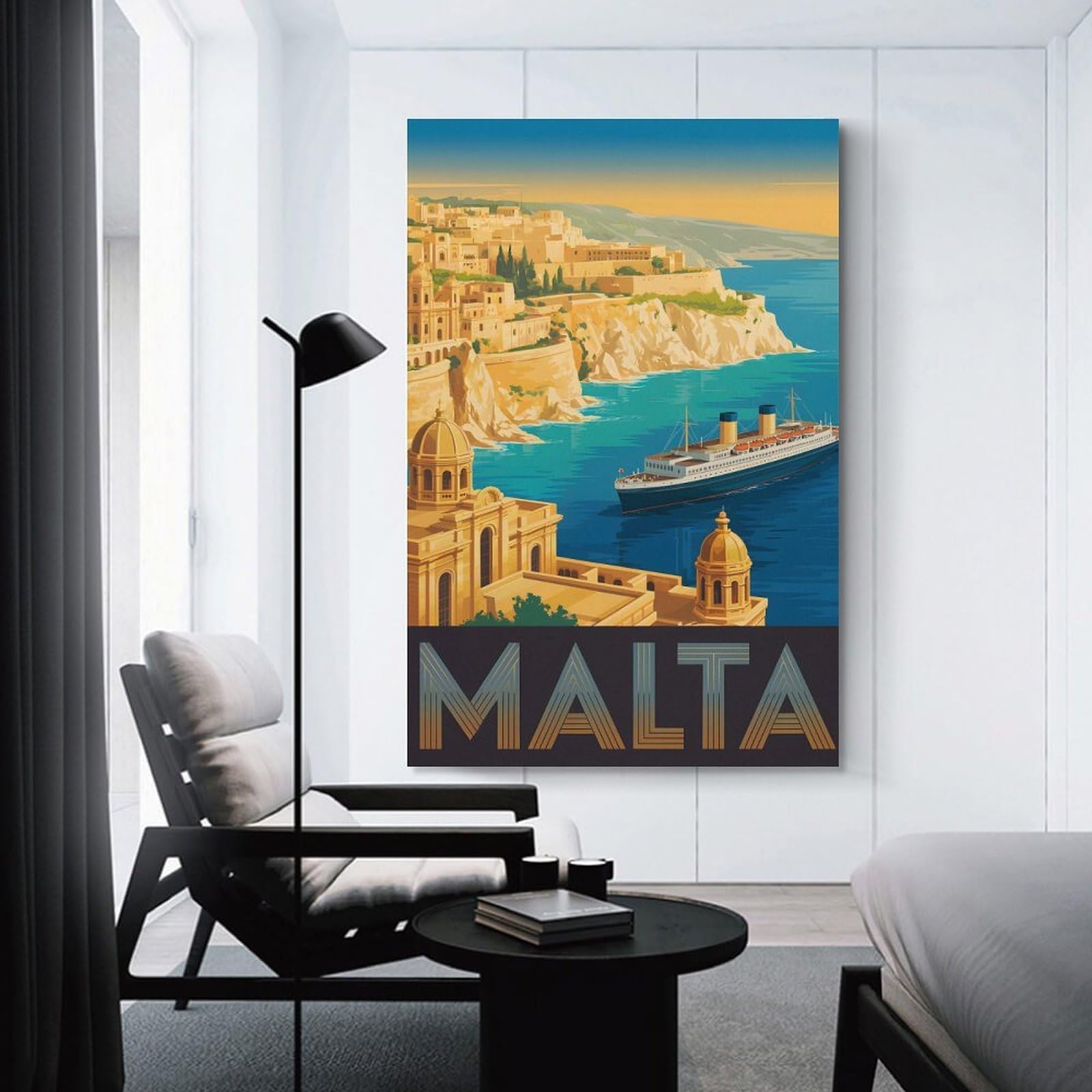 Junmoney Room Decor Wall Art Malta Travel (2), 24x36inch(60x90cm), for Gallery Wall Layouts in Home Or Office, Home Wall Art for Statement Displays