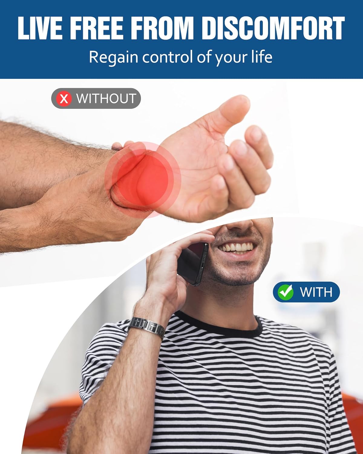 Jecanori Magnetic Bracelets for Men - Titanium Steel Cross Design, Adjustable Length with Sizing Tool, Hypoallergenic, Corrosion-Resistant,Grey - Image 8