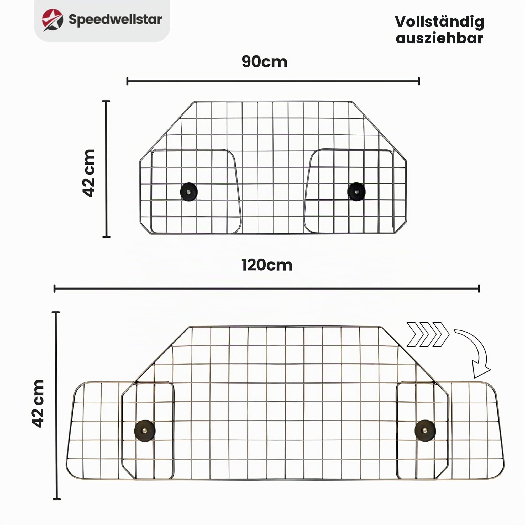 Speedwellstar Hunde Auto Trenngitter Kofferraum Universal Verstellbar – Mesh Hundegitter mit Kopfstützenbefestigung