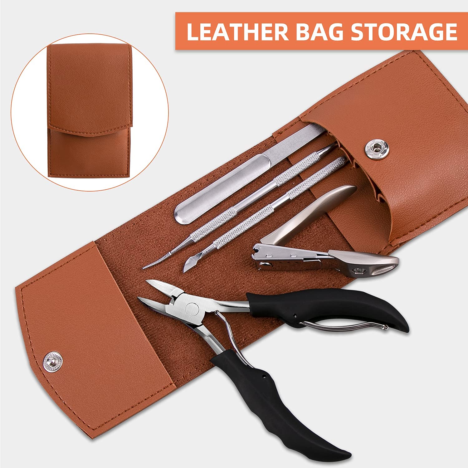 Ingrown Toenail Tool, Toenail Clippers for Ingrown Treatment and Thick Nails, Nail Clippers Set with Stainless Steel Curved Blades and Leather Storage : Beauty & Personal Care