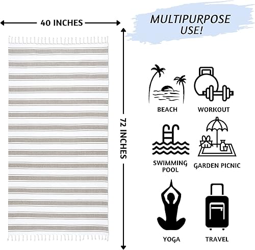 Miniatura 4 de Folkulture Toalla de playa turca para adultos con bolsa de playa toallas de baño de 40 x 72 pulgadas manta de playa o toallas de playa de gran
