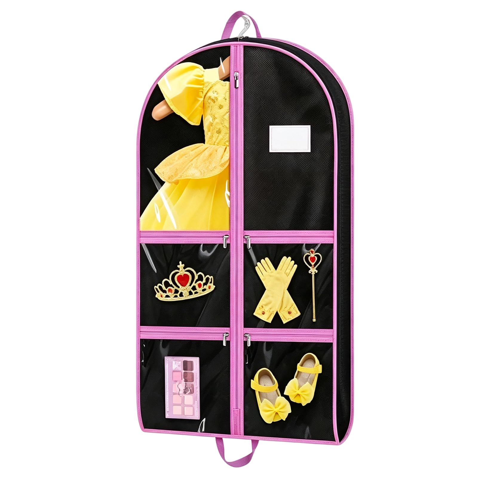 Dance Costume Garment Bag, Clothes Covers Protector Bags with 5 Clear Zipper Pocket, Clothes Covers Protector Bags for Suits, Travel & Sports Jersey
