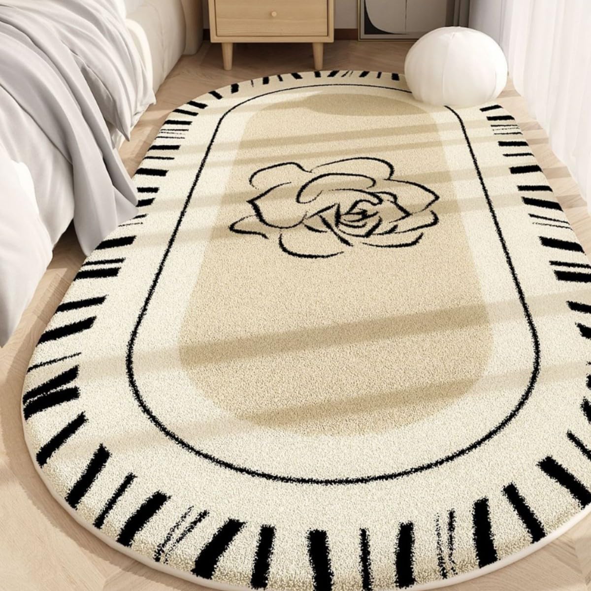 Alfombras ovaladas con textura de camelia francesa de lujo de 80x140cm para salones exclusivos