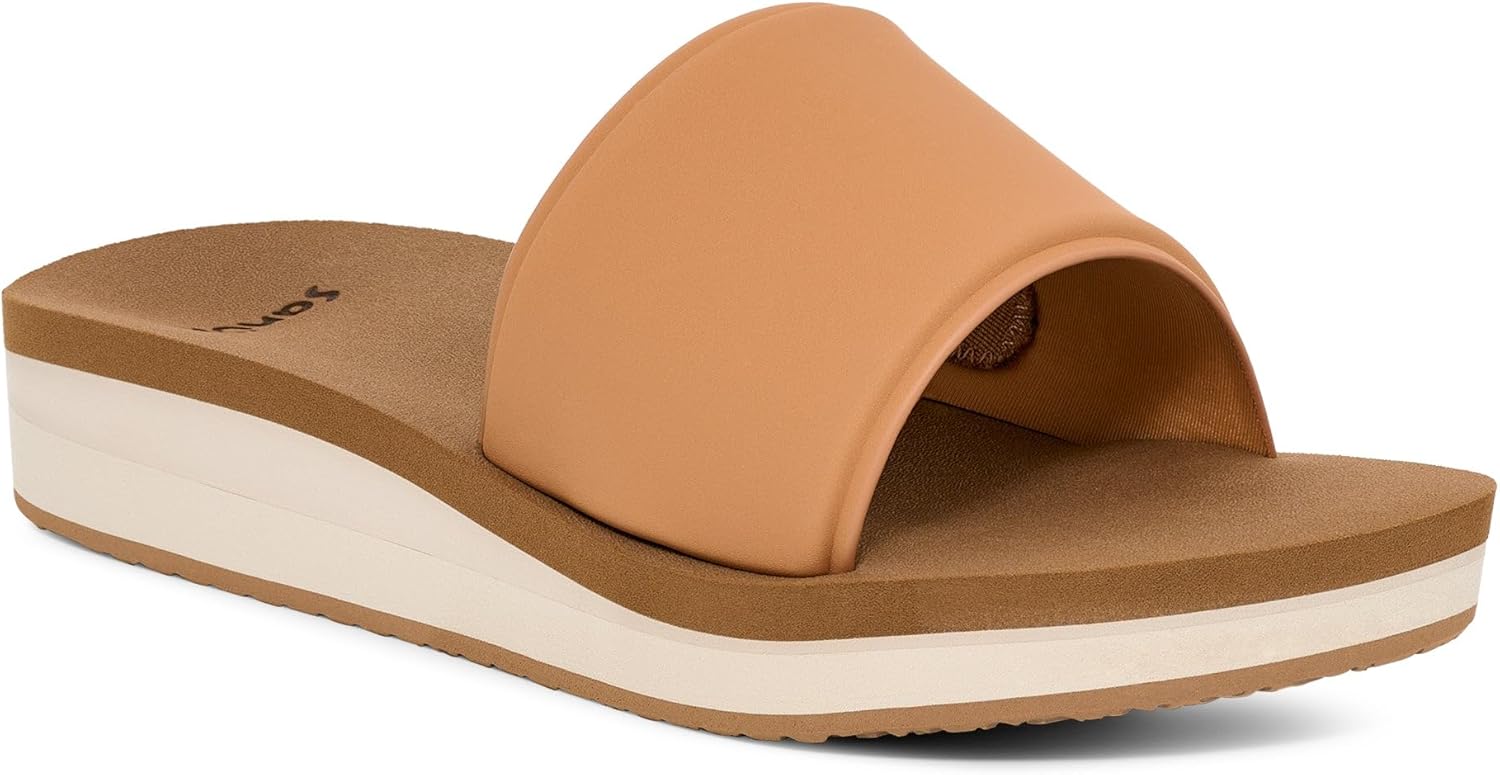 Sanuk Womens Highland Slide | Slide Sandals for Women | Platform Sandals | Water-Friendly & Vegan | Cushioned Comfort Footbed
