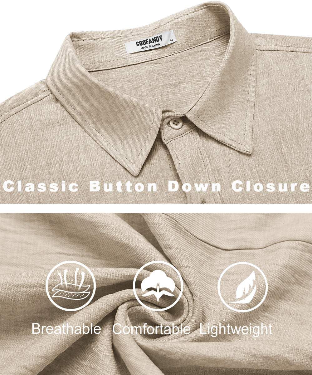 COOFANDY Men's Casual Button Down Shirts Short Sleeve Textured Summer Beach Shirt - Image 5