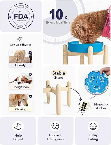 Vista 63 de LE TAUCI Cuencos de cerámica para perros de alimentación lenta, 3 tazas de alimentación lenta, tazón para perros de raza mediana y grande, cuenco