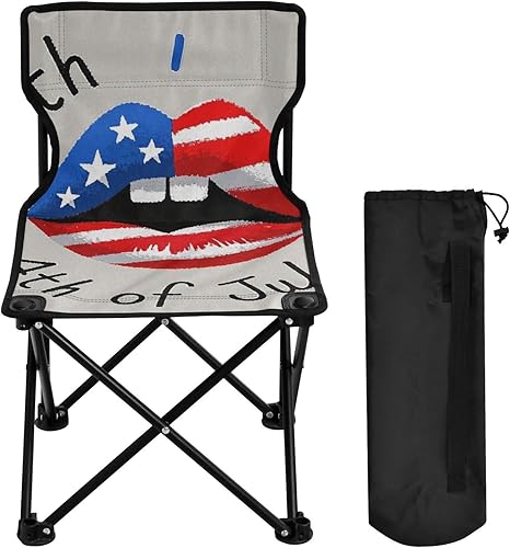 Miniatura 4 de 4th of July Independence Day Red and Blue Lips Portable Backpack Beach Chairs for Adults Ultralight Camp Chair with Carrying Bag Hiking Chair for
