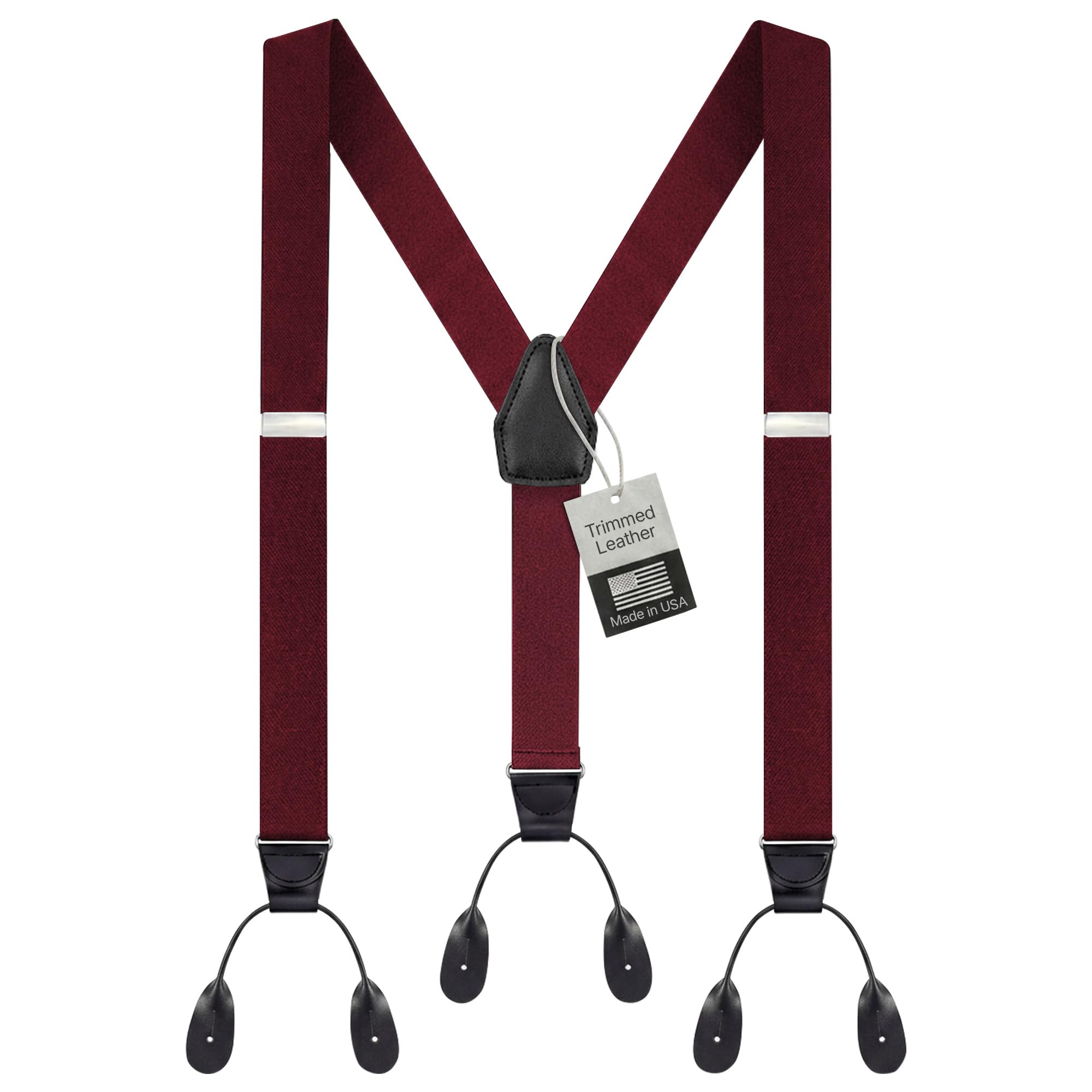 HOLD'EM Tuxedo Button Suspenders for Men – Mens Dress Suspenders Formal | 100% Genuine Leather | Made in USA | Regular &amp; Tall