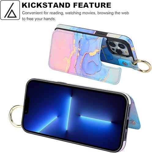 Miniatura 10 de HAOPINSH Funda tipo cartera para iPhone 14 Pro Max con soporte para tarjetas, diseño de mascotas en la parte trasera de piel sintética, ranuras para