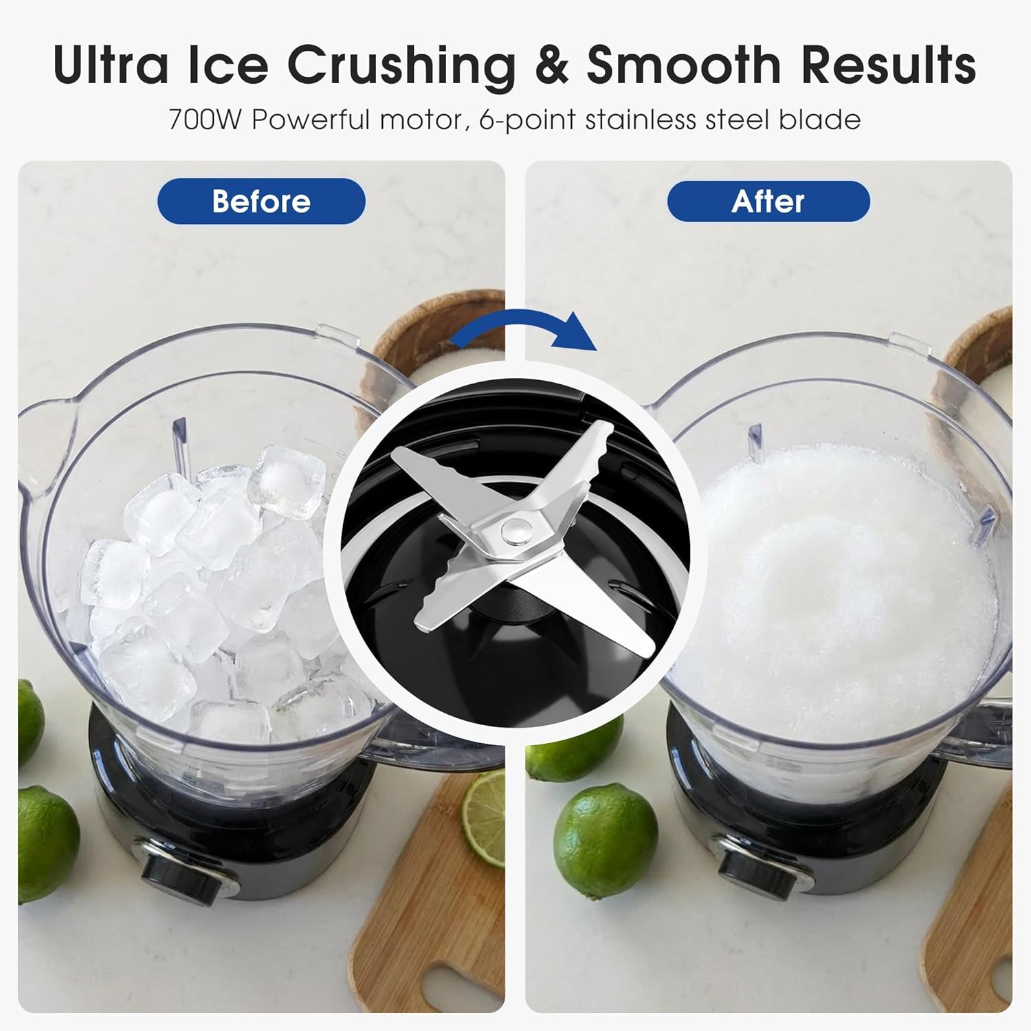 Blender, 700W Countertop Blenders for Kitchen, 50oz BPA-Free Jar, 3-Speed Blender for Smoothies, Shakes, Ice Crushing & Frozen Fruit