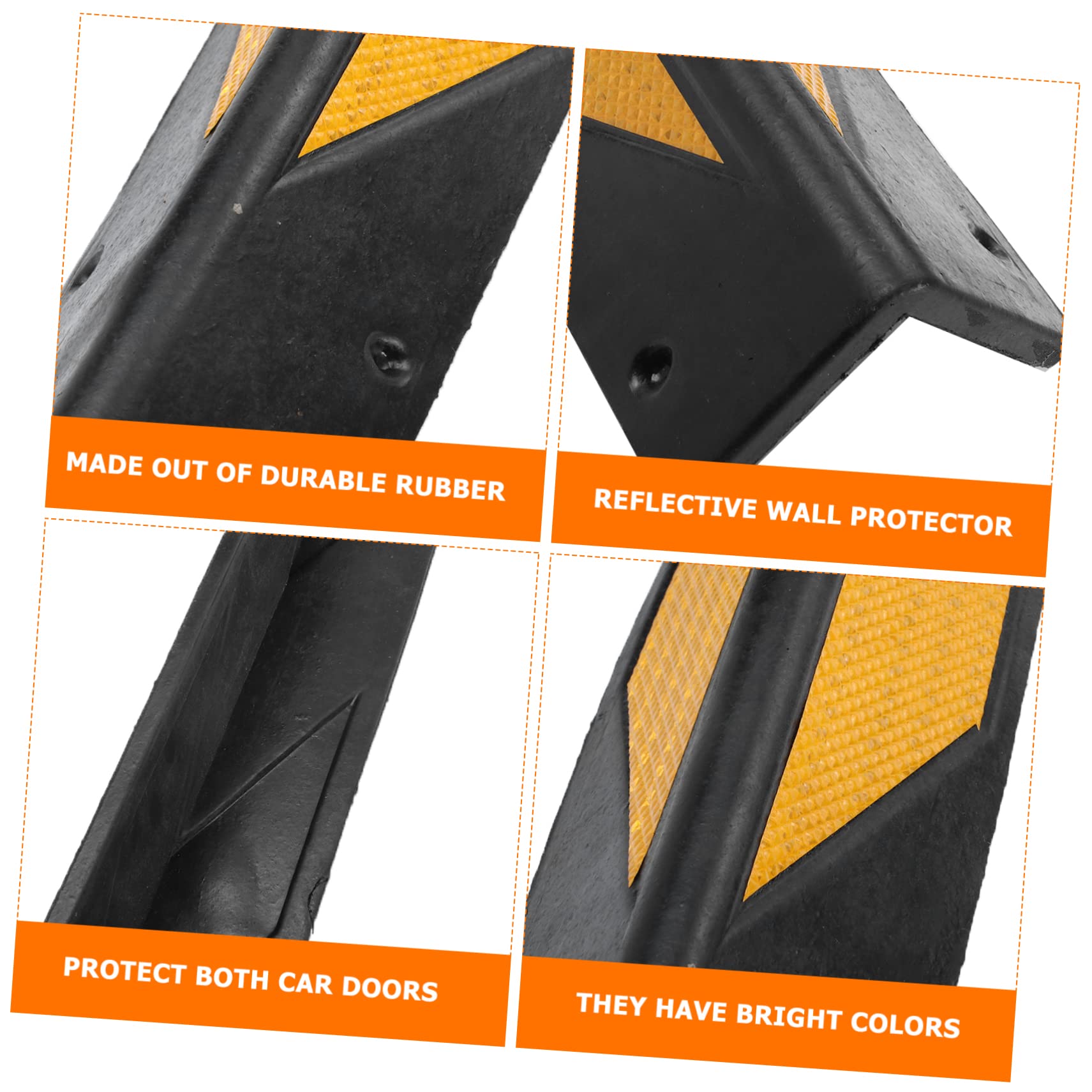 Housoutil Reflective Rubber Corner Guards 23.62 Inch Wall Edge Protectors for Parking Garages Warehouses Safety Impact Absorption - Image 4