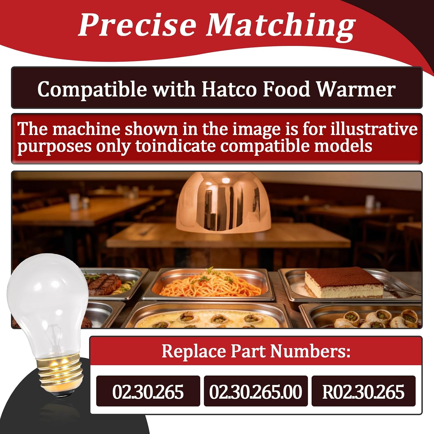 10 PCS 02.30.265 40W Heat Lamp Bulbs Compatible with Hatco Food Warmer image 5