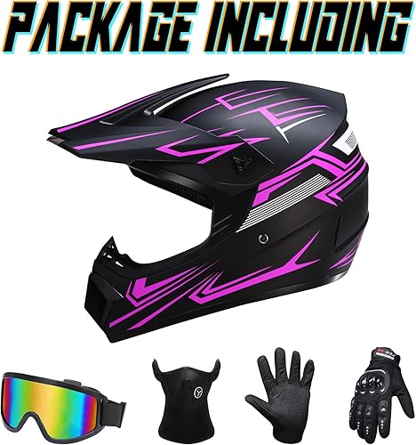 Miniatura 8 de Oryxearth Casco de Dirt Bike con certificado DOT, casco de motocicleta todoterreno para adultos con gafas, guantes y máscara con tamaño ML (rojo,