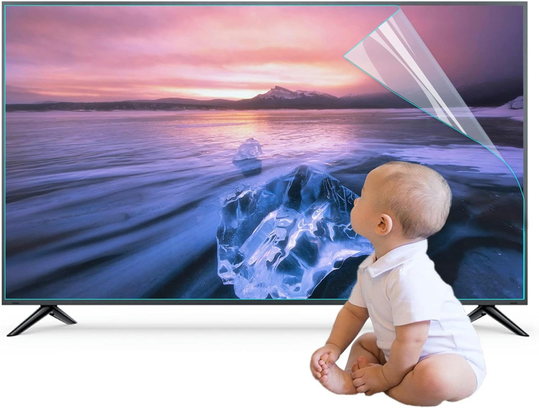 Antyrefleksyjna osłona ekranu telewizora, 82–75 cm, ochrona przed niebieskim światłem, bez pęcherzyków powietrza, folia odporna na zarysowania do LCD, LED, 4K OLED, QLED HDTV, 1056 x 596 mm