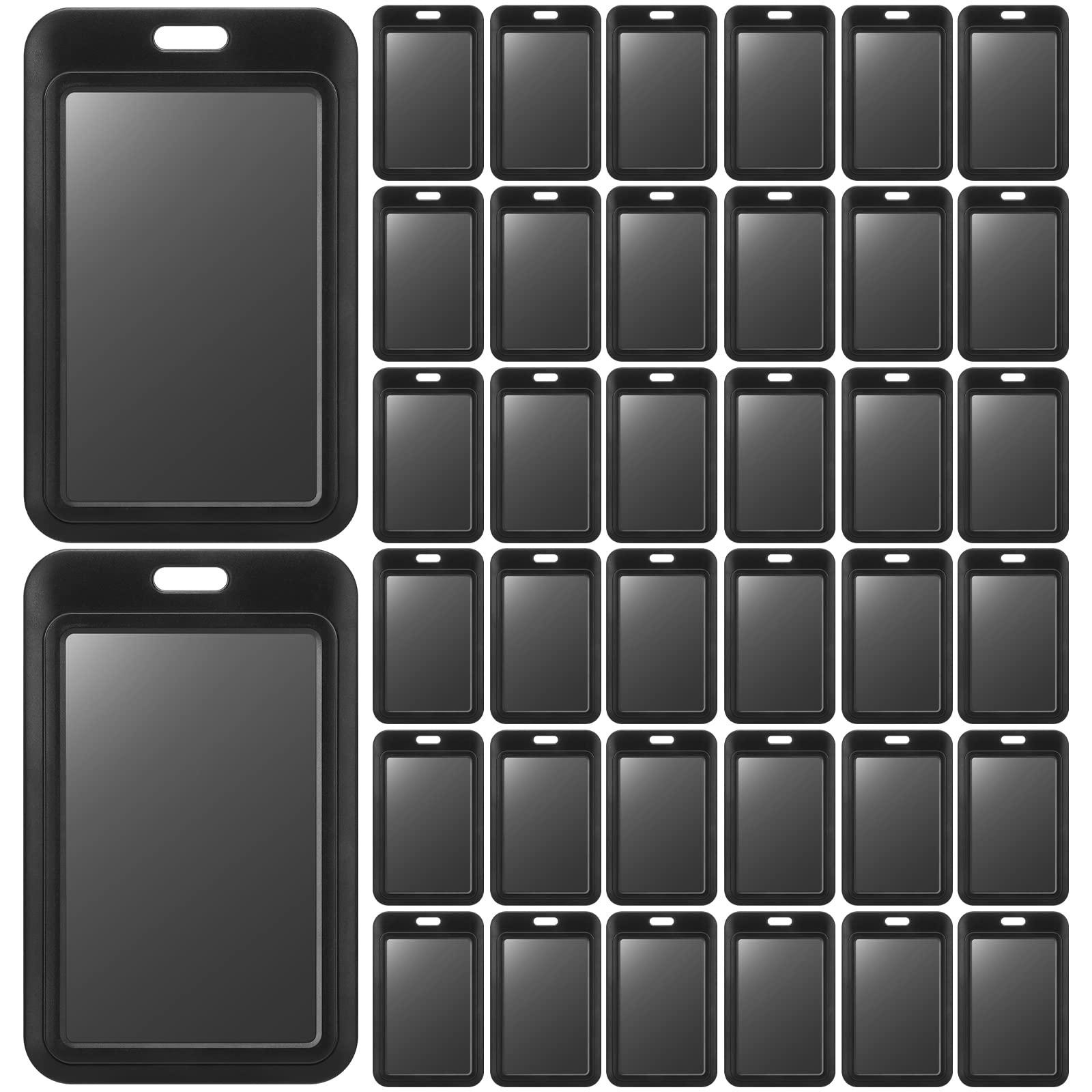 Eaasty Hard Plastic ID Badge Holder Vertical Slide Open Card Case Black Name Tag Holders Badge Sleeve ID Case Protector with Clear Window for Nurses