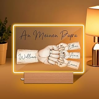 Personalisiertes Vatertagsgeschenk für Papa, Individueller Fotorahmen mit Fäusten & Namen, Acryl Papa-Faustgruß Geschenk, Geschenkidee für Geburtstage & Papa-Tag, Fotogeschenke für Familien