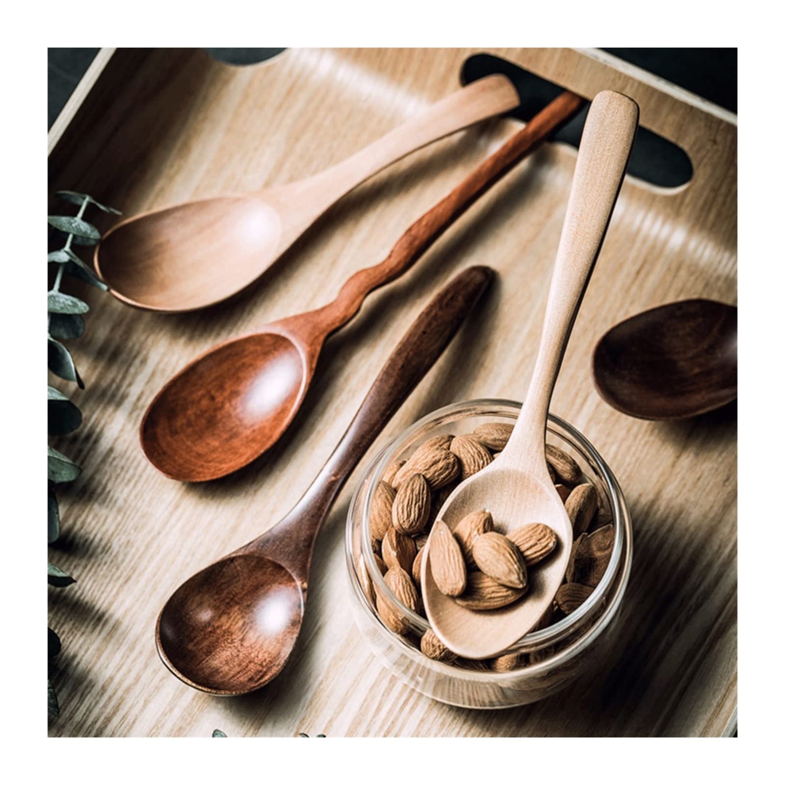 Cucchiaio da zuppa in Legno con Manico Lungo for Uso Domestico Fatto a Mano Multi-Modello Mestolo(10)