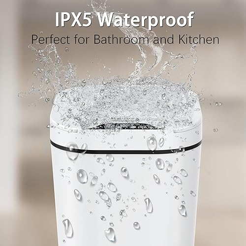 Miniatura 7 de Paquete de 2 cubos de basura automáticos pequeños para baño con tapa, cubo de basura eléctrico sin contacto de 2.5 galones, cubo de basura