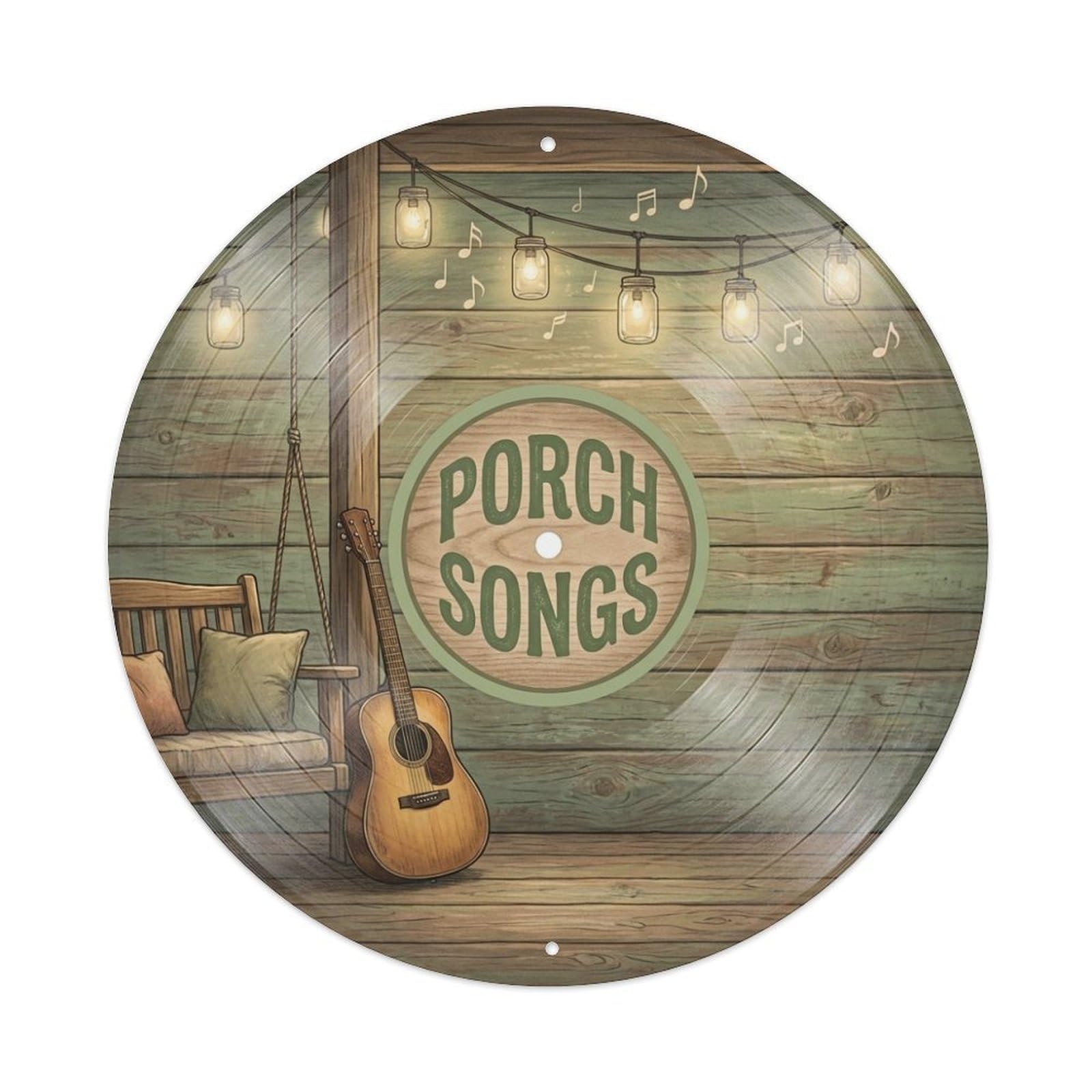 Country Turntable Groove Acoustic Porch Record Cover Metal Tin Sign
