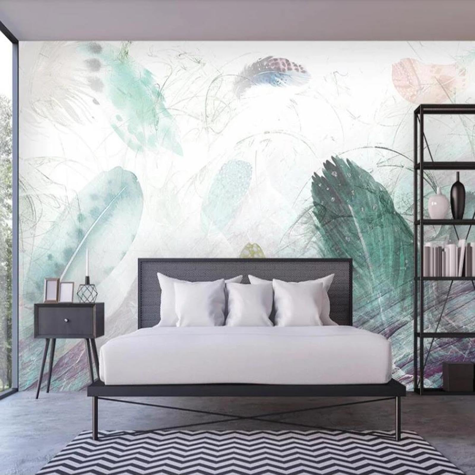 Papier peint mural 3d feuilles de couleur tissu non tissé chambre salon