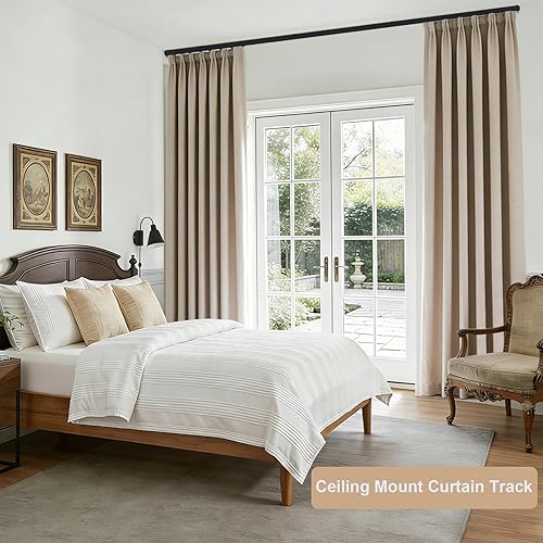 Miniatura 7 de Rieles de cortina para montaje en techo, divisor de habitación, separador de privacidad, rieles de cortina, varillas de alta resistencia para Negro