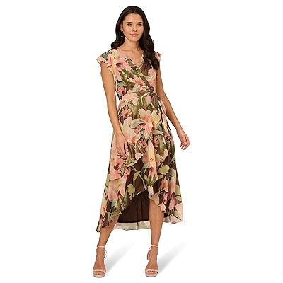 Adrianna Papell Floral Hi Low Midi Dress Women