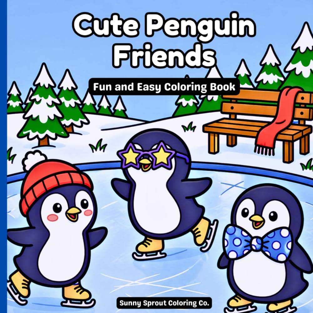 Cute Penguin Friends: Fun and Easy Coloring Book