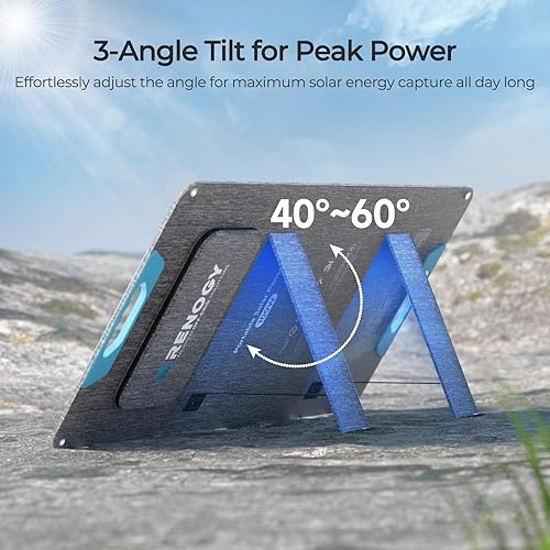 Miniatura 5 de Panel solar portátil de 100 W, paneles solares Renogy IP65 impermeables, panel solar plegable de 100 vatios para camping, senderismo, pesca, al aire