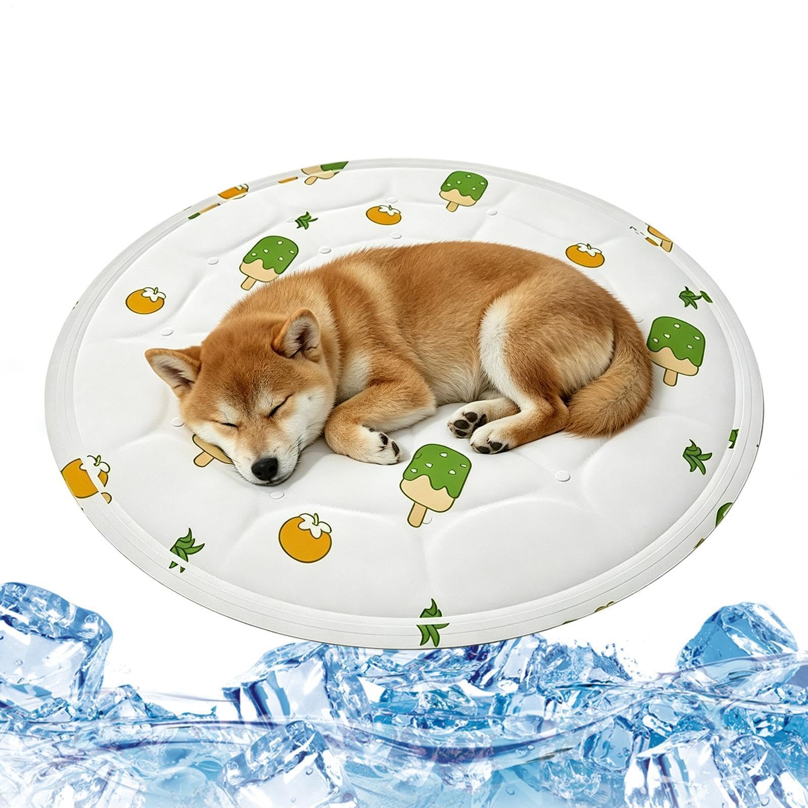 Generisch Kühlmatte für Hunde 50 cm Durchmesser, Rund, Tragbar, Wasserdicht
