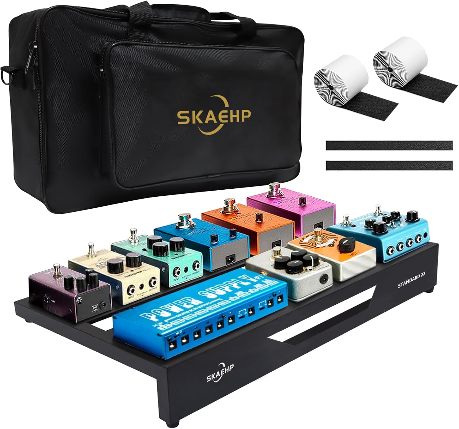 Guitar Pedalboard, Aluminum Alloy, 5.45 lb Lightweight Pedalboard, 22" x 12.5" with Carrying Case, Standard 22" - Aluminum Alloy
