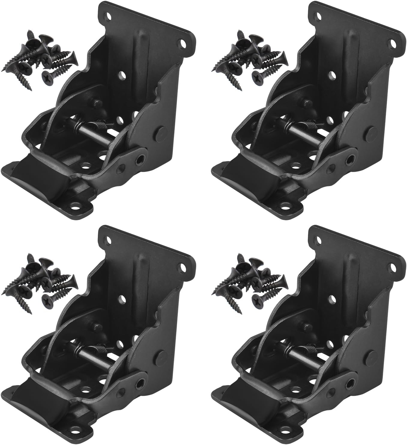 4Pack Foldable Bracket, SelfLock Hinge Hardware with Screws, Heavy
