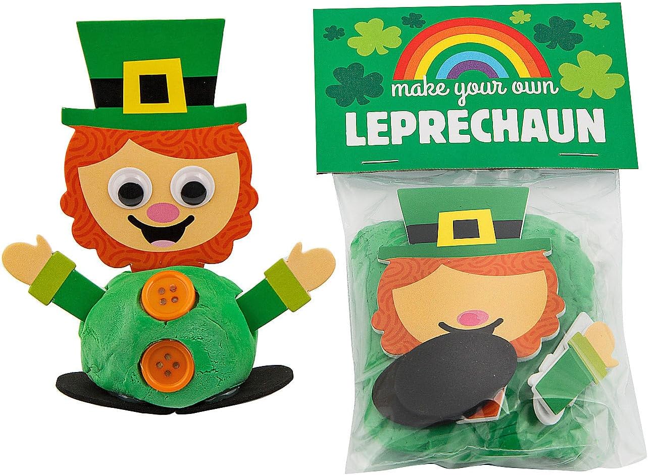 Fun Express St. Patrick’s Day Make Your Own Leprechaun Handout Air Dry Clay Craft Kit - Makes 12