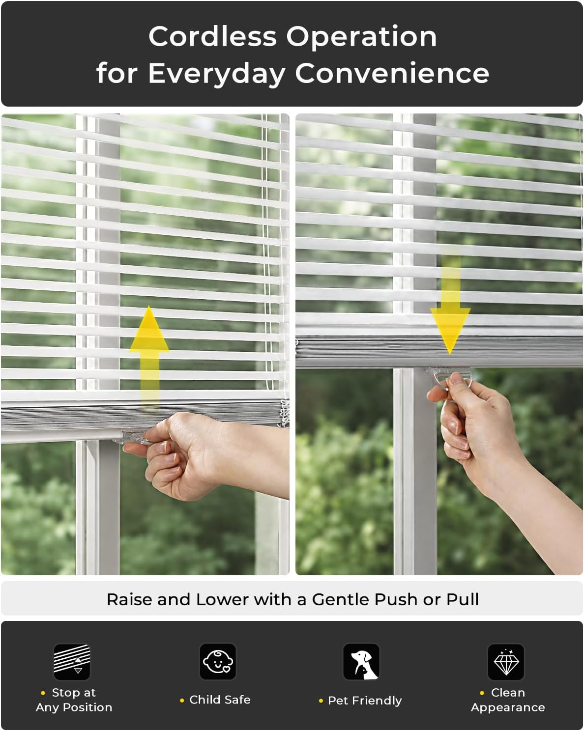 UNISHADES Cordless 1" Vinyl Mini Blinds for Doors, 24" W × 72" H, White