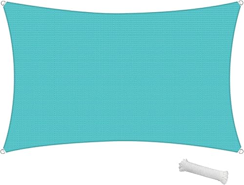 Miniatura 8 de SunnyRoyal Toldo tipo vela rectangular de 8 x 8 pies, para dar sombra a patios, exteriores, para jardín al aire libre (turquesa)