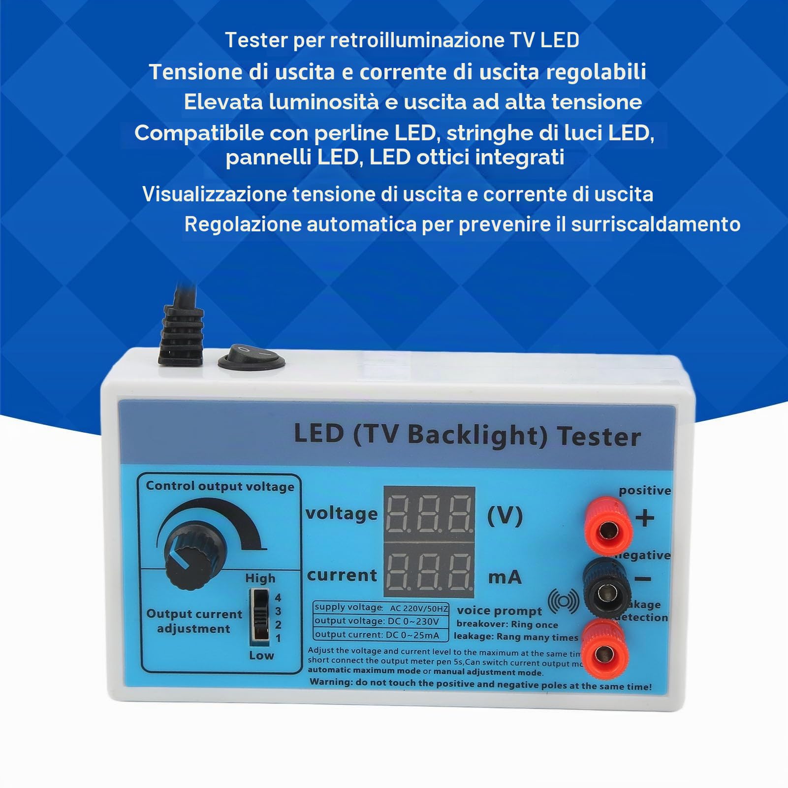 Led TV Retroilluminazione Tester Multifunzione Strisce Perline Led Light Strip Lamp Bead Test Strumento di Riparazione Rilevatore di Luce Uscita 0‑230 V (Spina UE 220V)