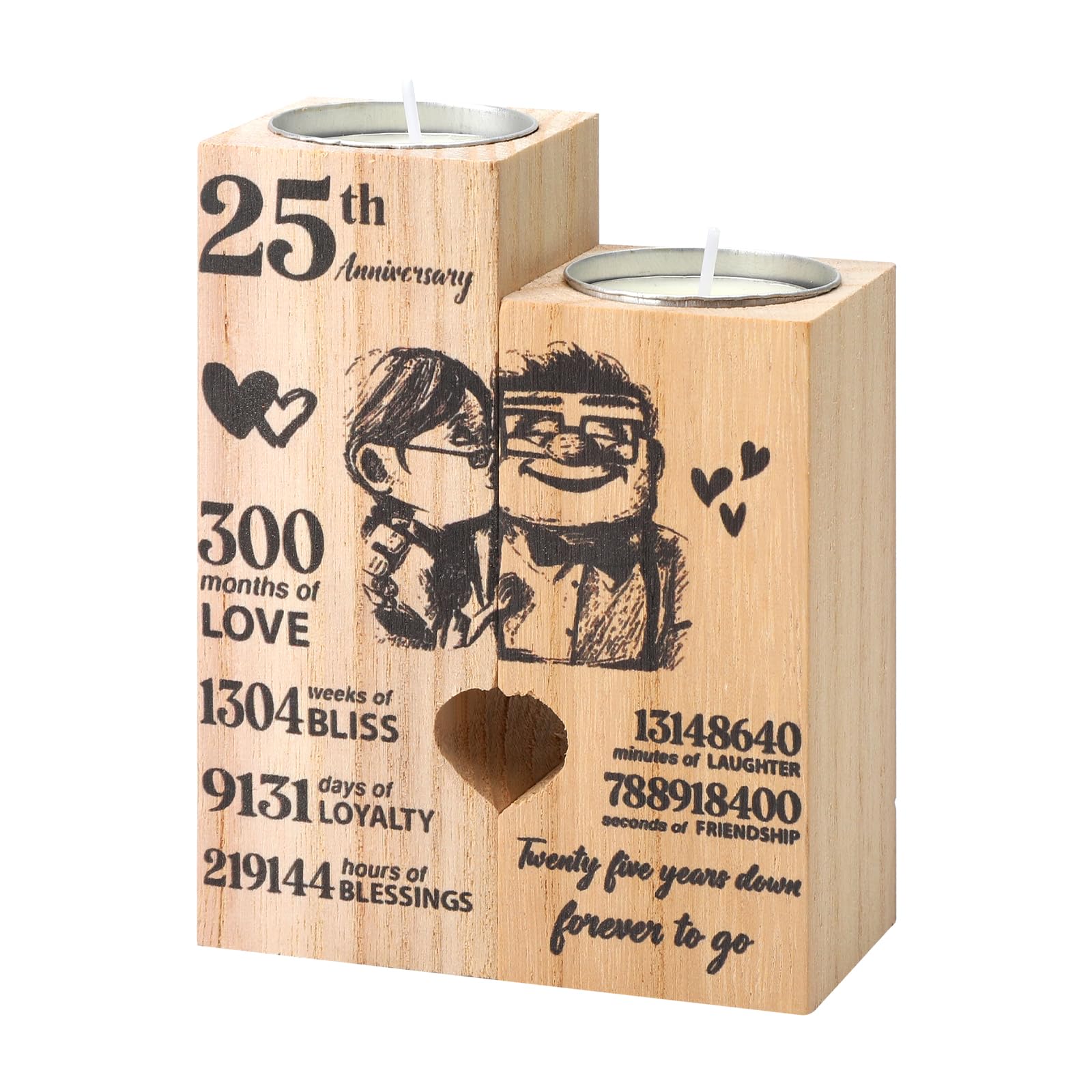 HENGBIRD 25 años de bodas de plata, decoración de bodas de plata, regalos para bodas de plata, candelabros de madera, regalos de regalo, bodas de plata, amigos, 25 aniversario de boda