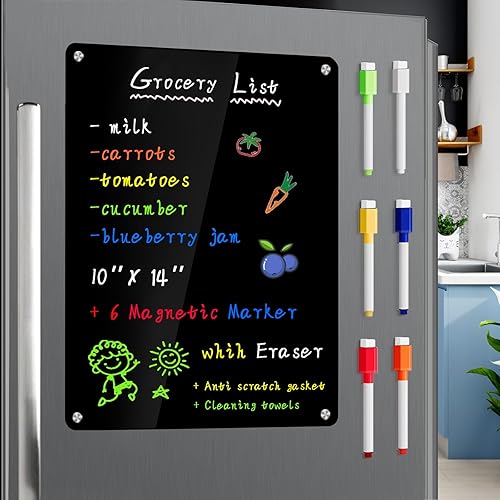 Miniatura 13 de Pizarra Magnética Acrílica de Borrado en Seco para Refrigerador, Calendario Magnético Acrílico Transparente para Refrigerador, Incluye Conjunto de 6