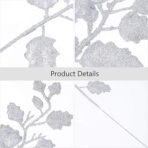 Miniatura 5 de jojofuny 20 piezas de palillos de hojas de Navidad, tallos de hojas de imitación, ramas de hojas sintéticas, guirnalda de bricolaje, suministros