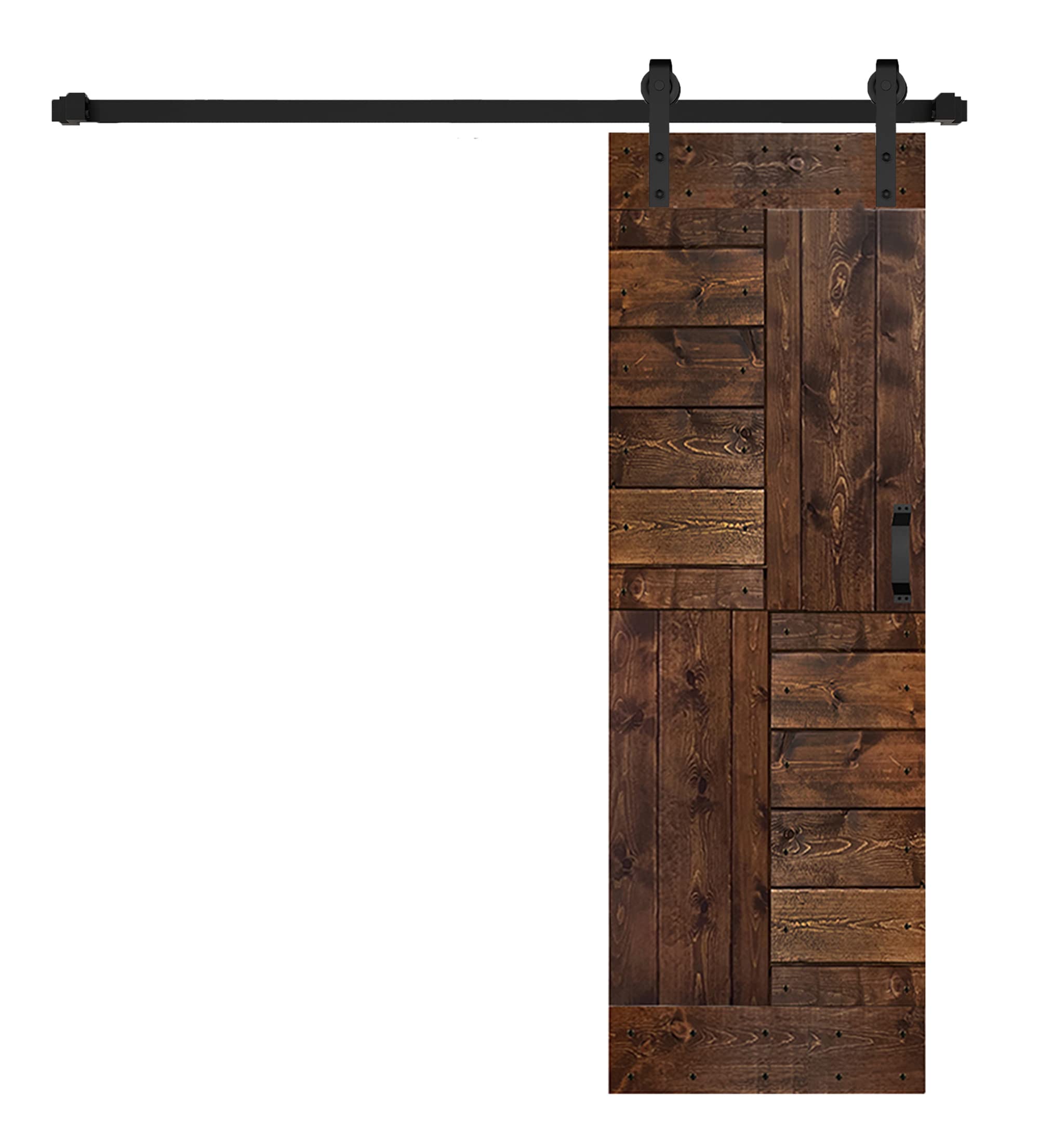 S Series Finished DIY Solid Wood Sliding Barn Door with Hardware Kit (28in. x 84in., Dark Walnut)