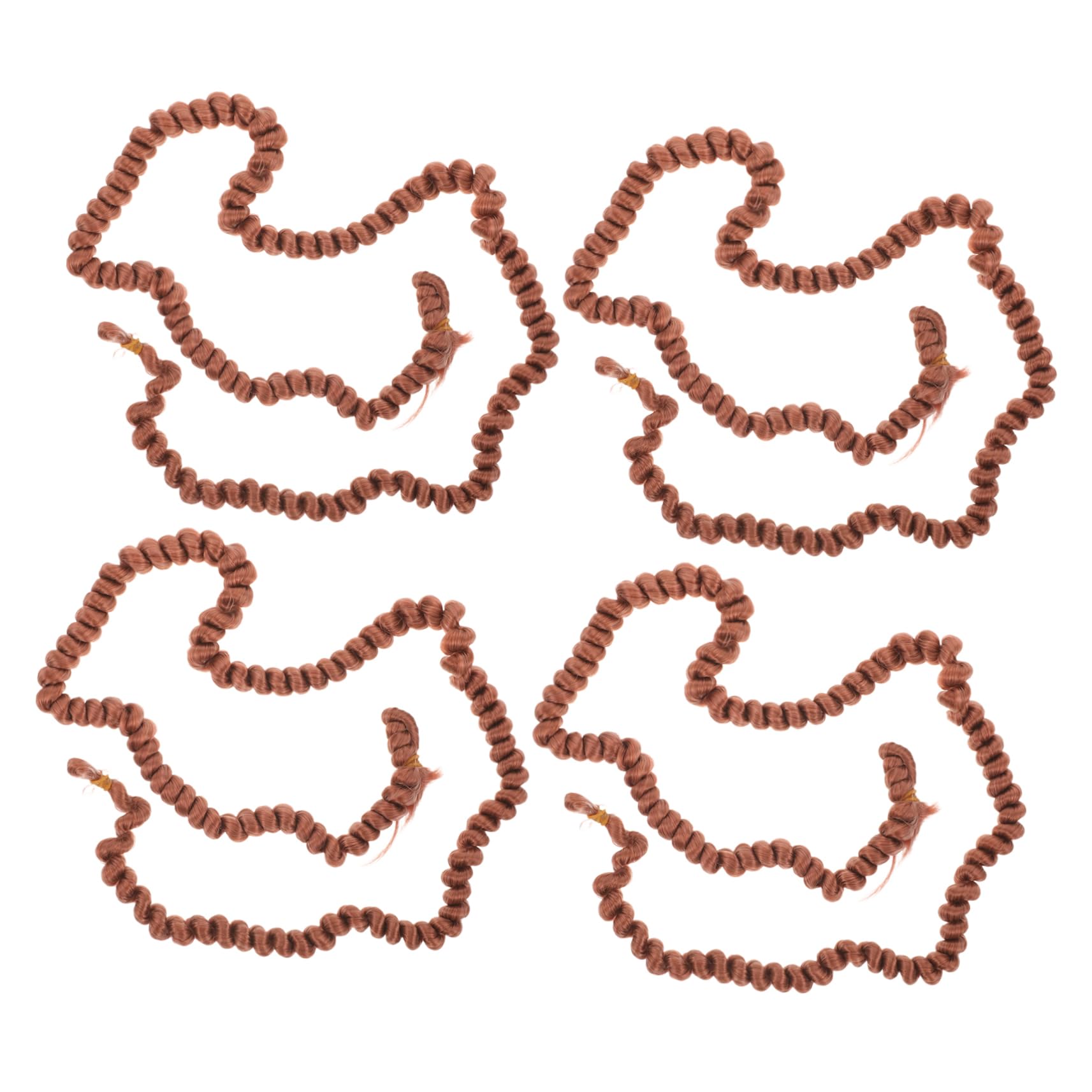 VILLCASE 5 Sätze Perücke Haarreihe Puppenschaufensterpuppe Puppenkleidung Dekorative Puppenperücken Puppenkopf Handgemachte Puppenhaare Puppenhaartressen Plastik Brown 4 Stück * 5