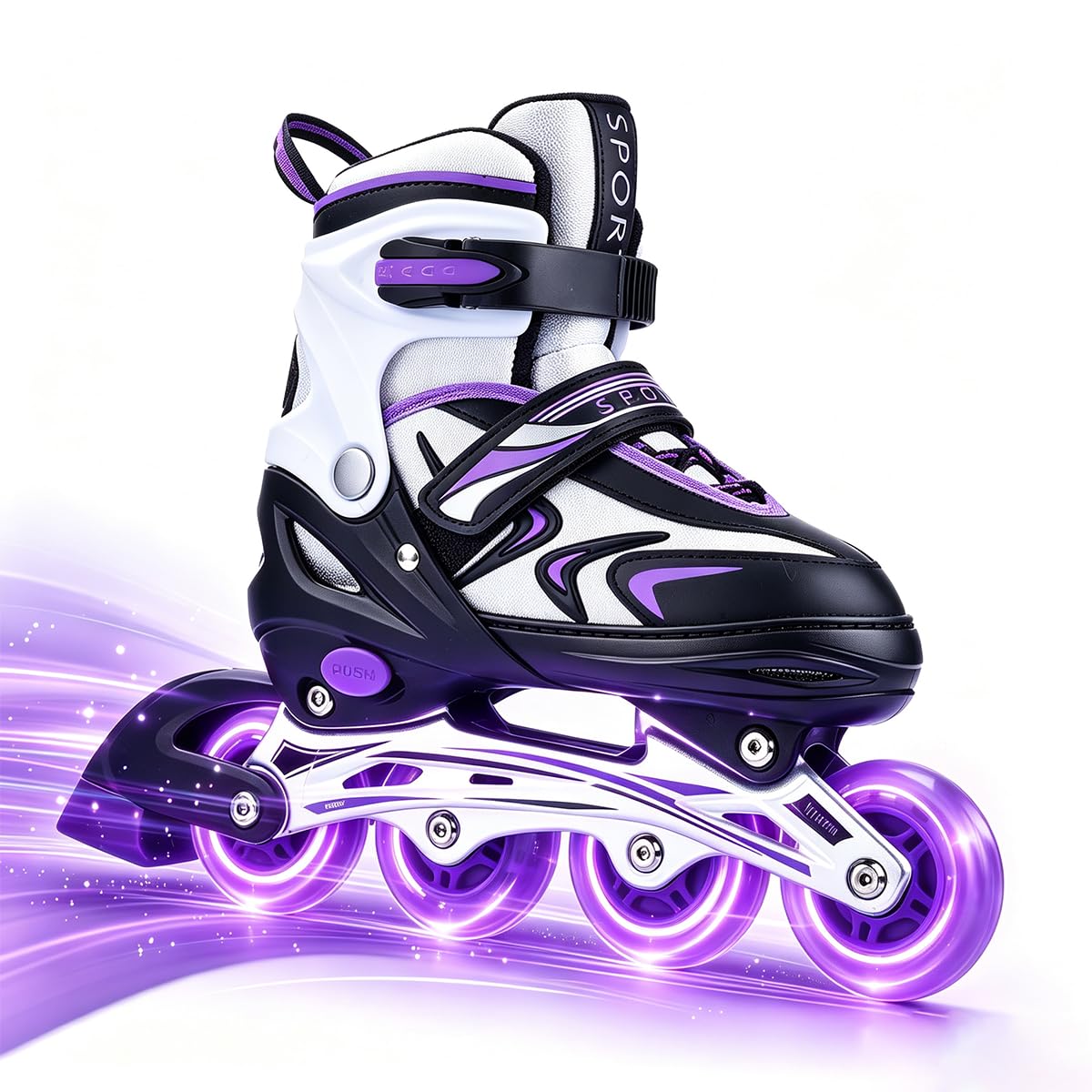 ERNAN Inline Skates,Adjustable Light up Kids Inline Skates for Boys and Girls,Roller skates for Kids Youth, Beginner (Violet, M)