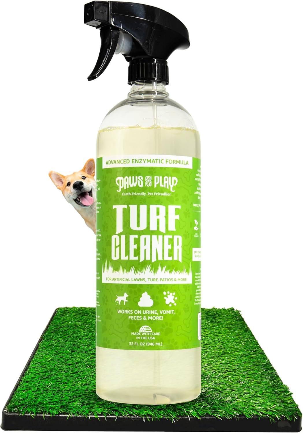 Turf Cleaner – Cleans and Deodorizes Fake Grass | Turf Cleaner for Dog Grass Pad/Artificial Grass Cleaner | Turf Cleaner for Pet Urine – 32 Fl Oz (Single)