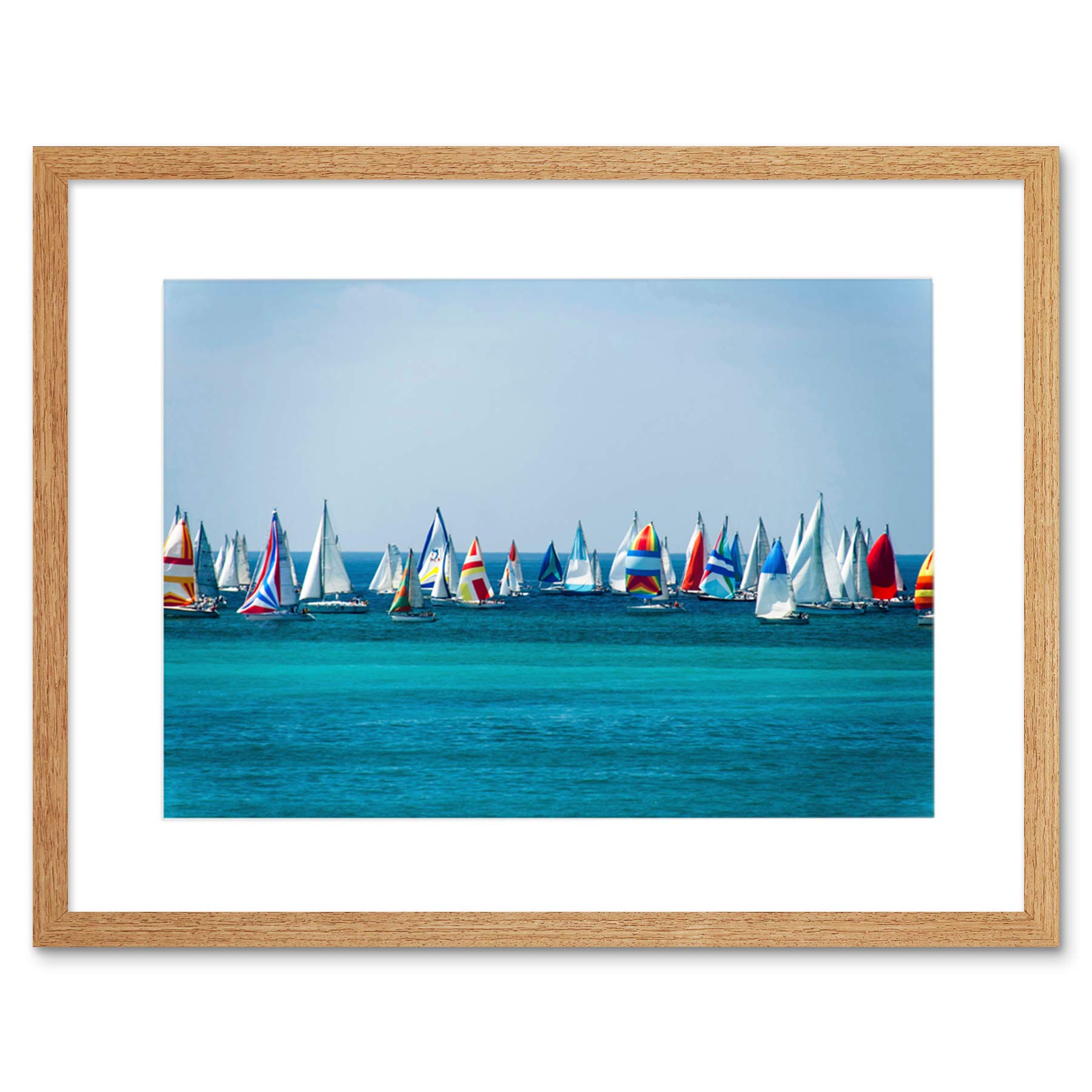 Wee Blue Coo Sailing Boats Sea Colourful Art Framed Wall Art Print
