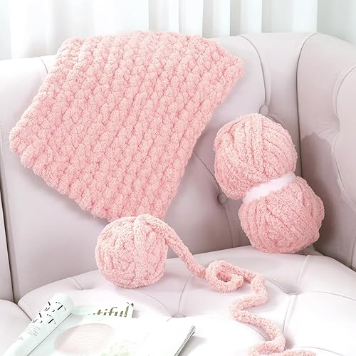 Vista 129 de HOMBYS Hilo de felpilla grueso verde salvia para tejer a mano, esponjoso, suave, jumbo, hilo súper voluminoso para manta gruesa, hilo para tejer