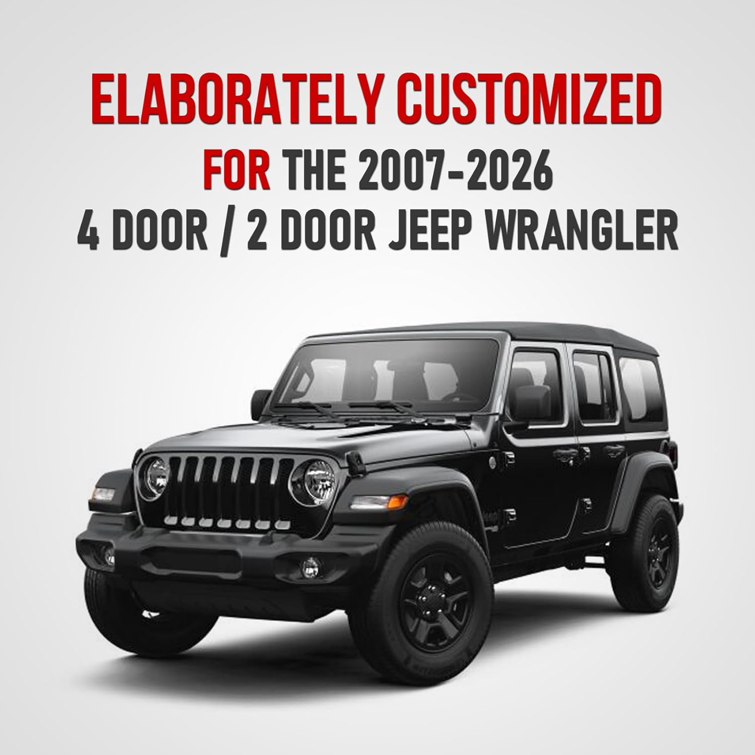 Aierxuan Seat Covers Compatible with Jeep Wrangler 2007-2026 2/4 Door JK JL Rubicon Recon 1941 Edition Willys Wheeler Unlimited Pickup Truck Waterproof Leather Front car Cushions (2 PCS Front, Black)