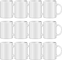 TANGLONG 11oz White Ceramic Sublimation Mugs Blank - Set of 12 DIY Coffee Tea Cups, Tazas Para Sublimacion Bulk with Premium Coating