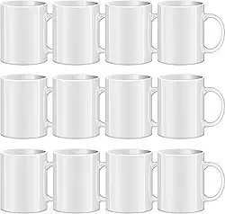TANGLONG Canecas de sublimação em branco, Tazas Para sublimação, copos de sublimação de cerâmica branca, canecas a granel para café, chá, latte, sopa, leite, cacau quente, 325 ml, conjunto de 12