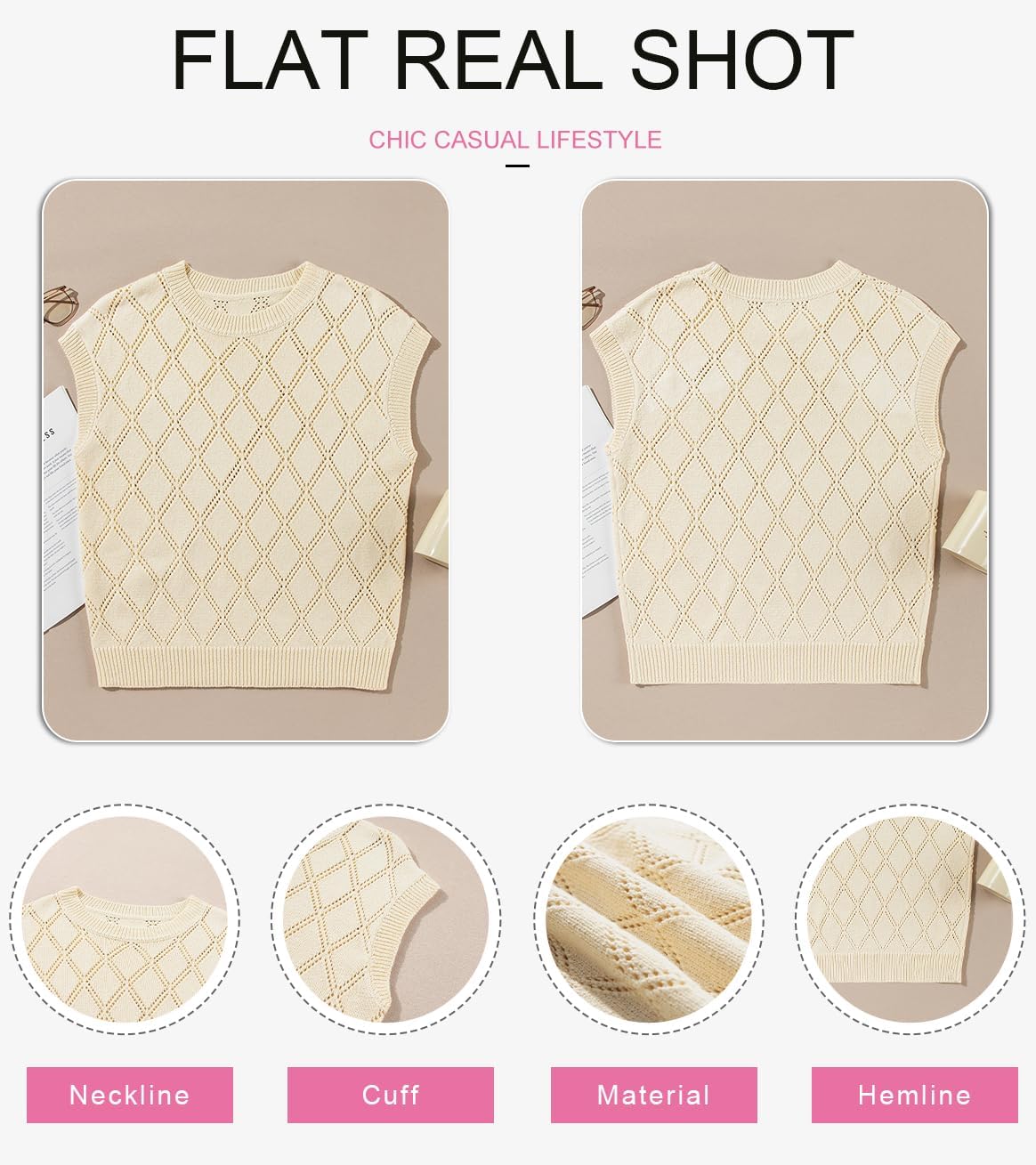 SHEWIN Womens Tops Crewneck Cable Knit Short Sleeve Sweater Loose Lightweight Blouses Dressy Casual Pullover Sweaters Top - Image 6